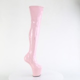 Lackleder 20 cm CRAZE-3000 Heelless overknee damenstiefel pony heels rosa