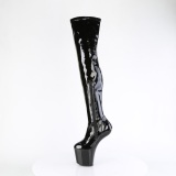 Lackleder 20 cm CRAZE-3000 Heelless overknee damenstiefel pony heels schwarze
