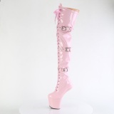 Lackleder 20 cm CRAZE-3028 Heelless overknee damenstiefel pony heels rosa