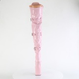 Lackleder 20 cm CRAZE-3028 Heelless overknee damenstiefel pony heels rosa