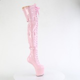 Lackleder 20 cm CRAZE-3028 Heelless overknee damenstiefel pony heels rosa