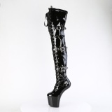 Lackleder 20 cm CRAZE-3028 Heelless overknee damenstiefel pony heels schwarze