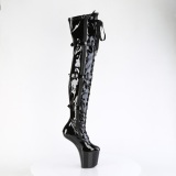 Lackleder 20 cm CRAZE-3028 Heelless overknee damenstiefel pony heels schwarze