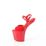 Lackleder 20 cm CRAZE-809 Heelless plateau pony high heels rote