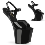 Lackleder 20 cm CRAZE-809 Heelless plateau pony high heels schwarze