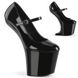 Lackleder 20 cm CRAZE-880 Heelless pumps pony heels schwarze