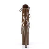 Lackleder 20 cm FLAMINGO-1021 exotic platform peeptoe boots mocha