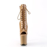 Lackleder 20 cm FLAMINGO-1021 exotic platform peeptoe boots toffee