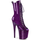 Lackleder 20 cm FLAMINGO-1041GP exotic platform peeptoe boots lila