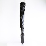 Lackleder 20 cm FLAMINGO-3017 Schwarze overknee stiefel mit schnürung