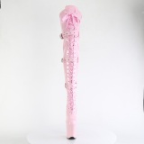 Lackleder 20 cm FLAMINGO-3028 overknee lackstiefel mit schnallen rosa