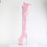 Lackleder 20 cm FLAMINGO-3028 overknee lackstiefel mit schnallen rosa