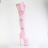 Lackleder 20 cm FLAMINGO-3028 overknee lackstiefel mit schnallen rosa