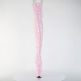 Lackleder 20 cm FLAMINGO-3850 Rosa overknee stiefel mit schnürung