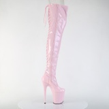 Lackleder 20 cm FLAMINGO-3850 Rosa overknee stiefel mit schnürung