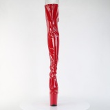 Lackleder 20 cm FLAMINGO-3850 Rote overknee stiefel mit schnürung