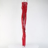 Lackleder 20 cm FLAMINGO-3850 Rote overknee stiefel mit schnürung