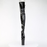 Lackleder 20 cm FLAMINGO-3850 Schwarze overknee stiefel mit schnürung