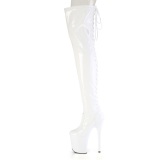 Lackleder 20 cm FLAMINGO-3850 Weisse overknee stiefel mit schnürung