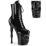 Lackleder 20 cm RAPTURE-1020 totenkopf high heels stiefeletten