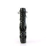 Lackleder 20 cm RAPTURE-1020 totenkopf high heels stiefeletten