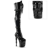 Lackleder 20 cm RAPTURE-3028 totenkopf plateau overknee high heels stiefel