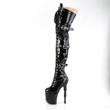 Lackleder 20 cm RAPTURE-3028 totenkopf plateau overknee high heels stiefel