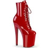 Lackleder 20 cm XTREME-1020 Rote high heels stiefeletten mit schnürsenkel