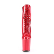 Lackleder 20 cm XTREME-1020 Rote high heels stiefeletten mit schnürsenkel