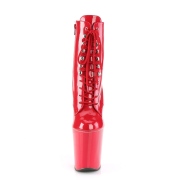 Lackleder 20 cm XTREME-1020 Rote high heels stiefeletten mit schnürsenkel