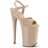 Lackleder 23 cm INFINITY-909 Beige pleaser extreme plateau high heels