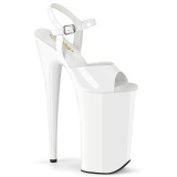 Lackleder 25,5 cm BEYOND-009 Weisse pleaser extreme plateau high heels