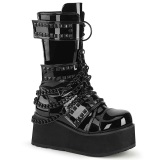 Lackleder 8,5 cm TRASHVILLE-138 demonia stiefel - unisex plateaustiefel