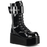 Lackleder 9,5 cm PETROL-150 demonia stiefel - unisex plateaustiefel