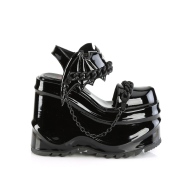 Lackleder Schwarz 15 cm DemoniaCult WAVE-20 lolita plateau wedge sandaletten