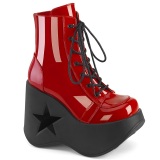 Lackleder emo 13 cm DYNAMITE-106 DemoniaCult wedge plateauboots rot