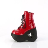 Lackleder emo 13 cm DYNAMITE-106 DemoniaCult wedge plateauboots rot