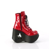 Lackleder emo 13 cm DYNAMITE-106 DemoniaCult wedge plateauboots rot