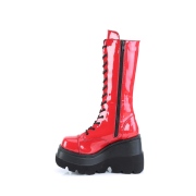 Lackleder plateaustiefel 11,5 cm SHAKER-72 gothic schnürstiefel damen rot