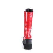 Lackleder plateaustiefel 11,5 cm SHAKER-72 gothic schnürstiefel damen rot