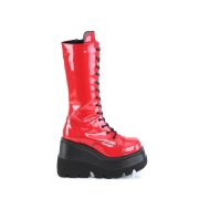 Lackleder plateaustiefel 11,5 cm SHAKER-72 gothic schnürstiefel damen rot