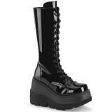 Lackleder plateaustiefel 11,5 cm SHAKER-72 gothic schnrstiefel damen schwarz