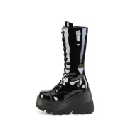 Lackleder plateaustiefel 11,5 cm SHAKER-72 gothic schnrstiefel damen schwarz