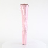 Lackleder plateaustiefel 23 cm poledance schnürstiefel damen rosa