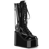 Lackleder schwarz 14 cm SWING-150 damen cyberpunk plateaustiefel