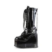 Lackleder schwarz 14 cm SWING-150 damen cyberpunk plateaustiefel