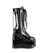 Lackleder schwarz 14 cm SWING-150 damen cyberpunk plateaustiefel