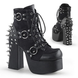 Leatherette 11,5 cm DEMONIA CHARADE-100 goth ankle boots with rivets