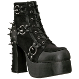 Leatherette 11,5 cm DemoniaCult CHARADE-100 goth ankle boots with rivets