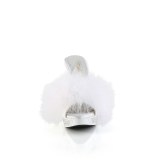 Leatherette 11,5 cm ELEGANT-401F White mules high heels with marabou feathers